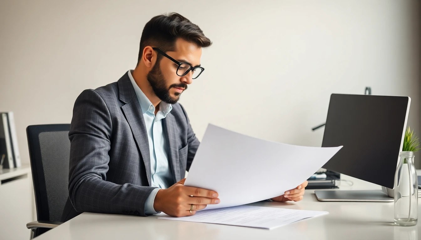 HR manager reviewing offboarding paperwork